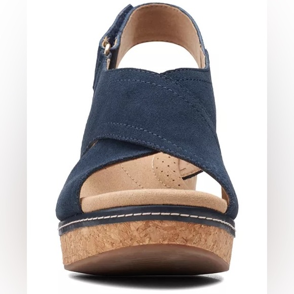 Clarks Giselle Cove Slingback Platform Wedge Sandals, Navy Size 11 New w/Tag - Picture 6 of 10